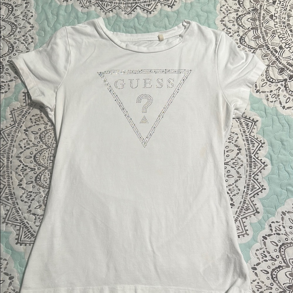 Guess White Tee with Triangle Logo